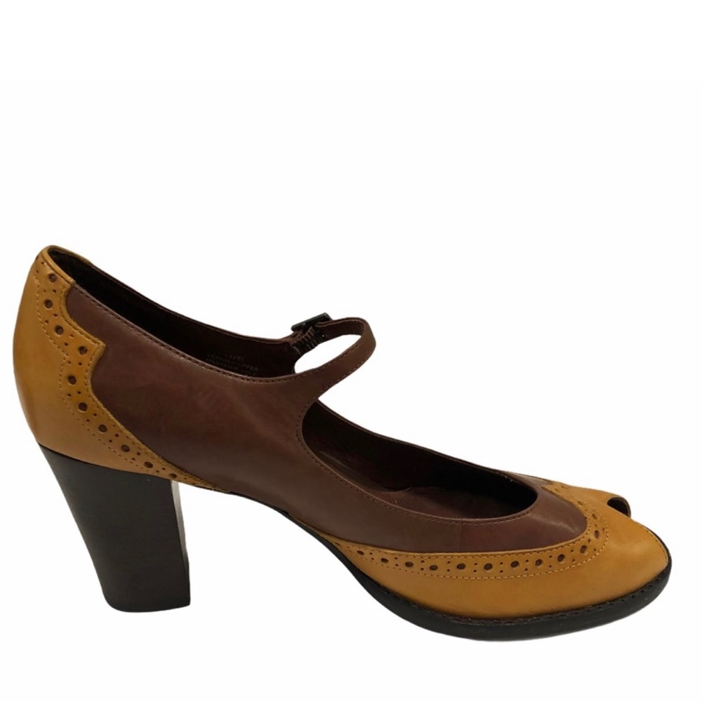 AEROSOLES Lapel Peep Toe Wingtip Pumps size 8.5 Mary Jane Style - Picture 4 of 9